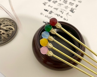 Achat Kupfer Haarstab: Retro Minimalist Chinesische Haarnadel