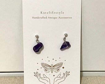 Orecchini pendenti in ametista, argento sterling 925, fatti a mano in Canada