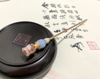 Sakura Achat Rose-Kupfer Haar-Sticks Haarnadeln Stäbchen-Edelstein Haar-Stick-Chinesische Haar-Sticks-Haar-Sticks lange Haare-langes Haar Accessoire