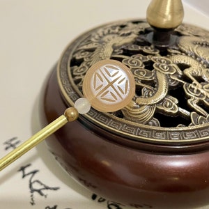 Épingle à cheveux en jade - épingles à cheveux en cuivre - épingles à cheveux en jade jaune pour cheveux longs - pendentif longue durée de vie - épingle à cheveux chinoise - cadeau de Noël