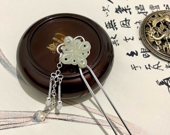 Xiu Jade-koperen haarstiften Haarspeld-Chinese haarstiften-Hanfu-accessoires-Aziatische haarstiften lang haar-gouden haarstift