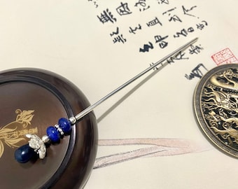 Lapislazuli-Kupfer Haarsticks Haarnadeln Stäbchen-Edelstein Haarstick-Chinesische Haarsticks-Haarsticks langes Haar-lange Haarschmuck