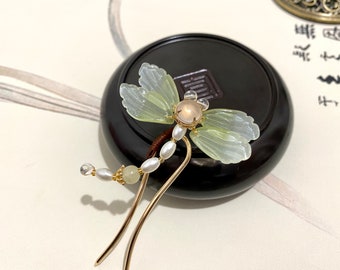 Dragonfly Hair Sticks Aventurine hair fork decorative hair jewelry gemstone hair fork hanfu hair accessories Chinese hair pin