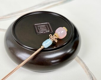 Südrot Achat Kupfer Haarstäbchen Aquamarin Edelstein Haarnadel-Chinesische Haarstäbchen für langes Haar-Chinesisches Haarstäbchen-Geschenk für ihre Geschenkidee