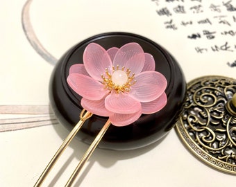 Antique Pink Czech Crystal Flower Cherry Blossom Hair Sticks-Wedding hair jewelry hair fork-Chinese hair pin-Minimalist-Christmas gift