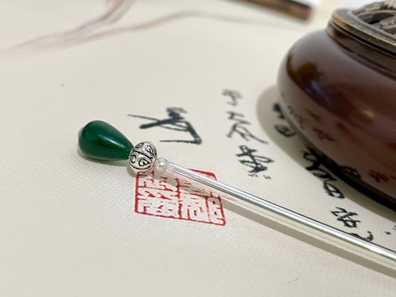 Vintage Jade-Haarstäbchen – Traditionelle Chinesische Haarnadel Für Frauen