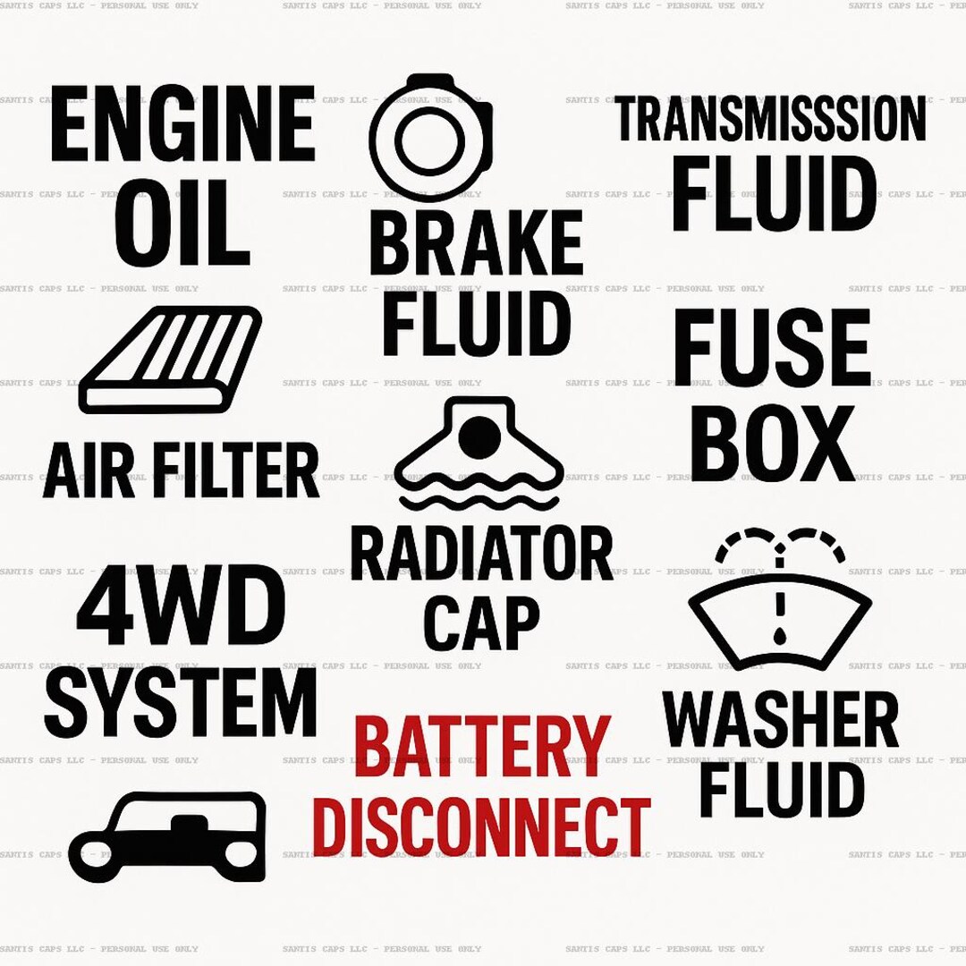 Printable Automotive Label Bundle – SVG, PNG, PDF – Garage, Engine Bay ...