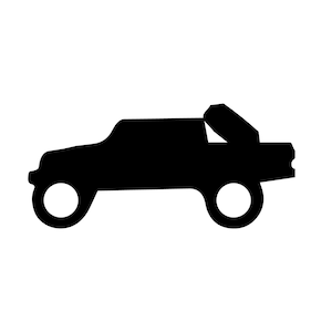 May include: A black silhouette of a pickup truck with a hard tonneau cover.