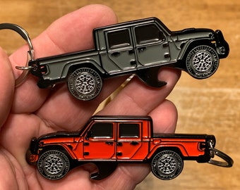 Metal-enamel keychain bottle opener fit for Jeep Gladiator Image on both side