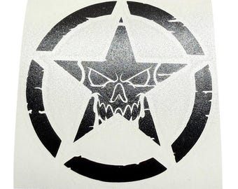 Distressed Skull Star Vinyl Decal – Tactical Emblem Sticker