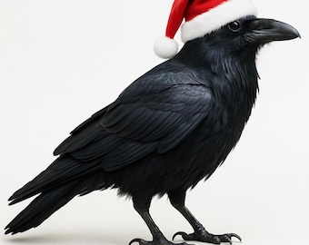 Raven with Santa Hat 3D Model STL: Gothic Halloween Decor (Digital Download)