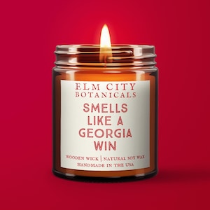 Gift for UGA fans, UGA Inspired Wooden Wick Candle, University of Georgia Bulldogs, Gifts for college football fans, Gifts for students