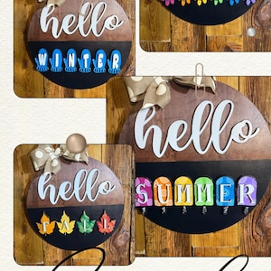Seasonal interchangeable hello  door hanger