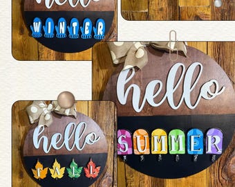 Seasonal interchangeable hello  door hanger