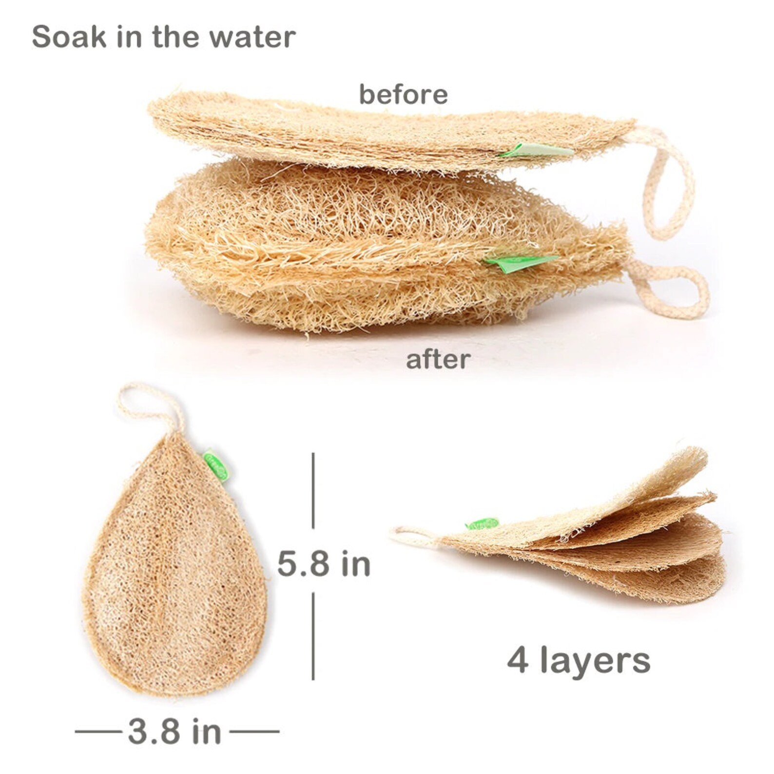 2pcs Eco Friendly Natural Loofah Kitchen Sponge Multilayer Etsy