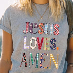 Christelijk katoenen T-shirt nep patchwork geloofspatroon religieuze kleding vrijetijdskleding kerkkleding aanbidding Jezus Bericht Bijbelcitaat