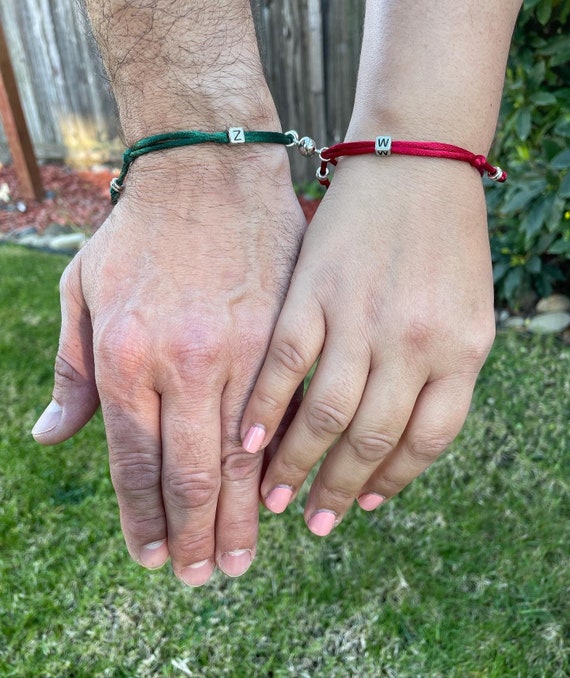 Magnetic Couple Bracelets with Heart Black Pink