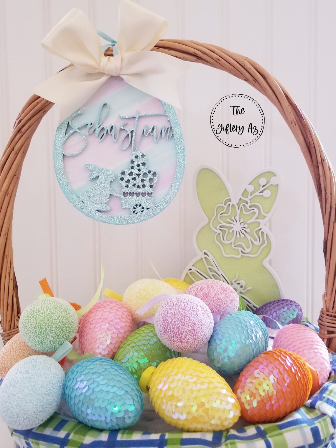 Personalized Easter Basket TagEaster BunnyEaster Bunny Egg Etsy