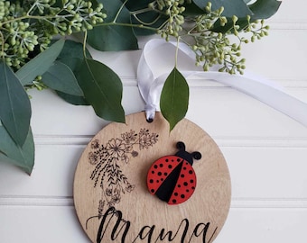 Ladybug wooden ornament - Memorial Ornament - Gift