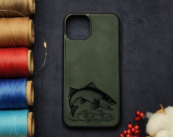 Funda para iPhone con diseño de pescador de lubina, accesorio para iPhone, funda para teléfono de pescador, regalo para pescador de lubina, afición a la pesca deportiva, funda para pesca de lubina, regalo para pescador de lubina