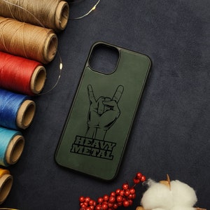 Heavy Metal Electric Guitar Mohawk Hard Rock Music Skeleton Biker Leather iPhone 11 12 13 14 15 Plus Pro Max Mini X Slim Case Gift