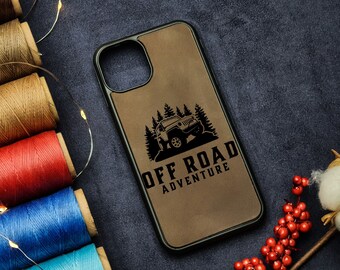 Off-road Adventure 4x4 Suv Mountains Sun Travel Adventure Trip Transport Leather Custom iPhone 11 12 13 14 15 Plus Pro Max Mini Slim Case