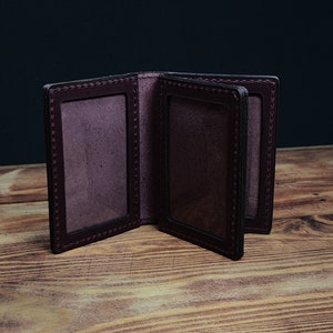 Leather Bifold Card Pass ID Holder, Modern Card Holder, Leather Unisex ID Card Wallet