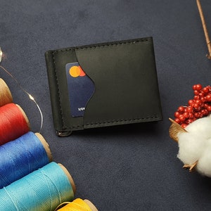 Cartera de cuero hecha a mano / Tarjetero / Cartera delgada personalizada hecha a mano