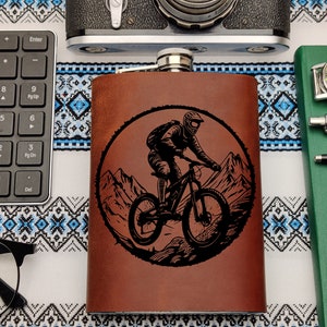 Biking GIft Biking Flask Cycling Groom Cyclist Hip Biking Wrapped Gift Biking Leather Custom Men Sport Gift Xmas Gift Christmas Gift