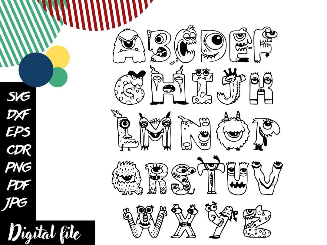 Monster Font Letters Alphabet ABC Kids Halloween School Font - Etsy ...