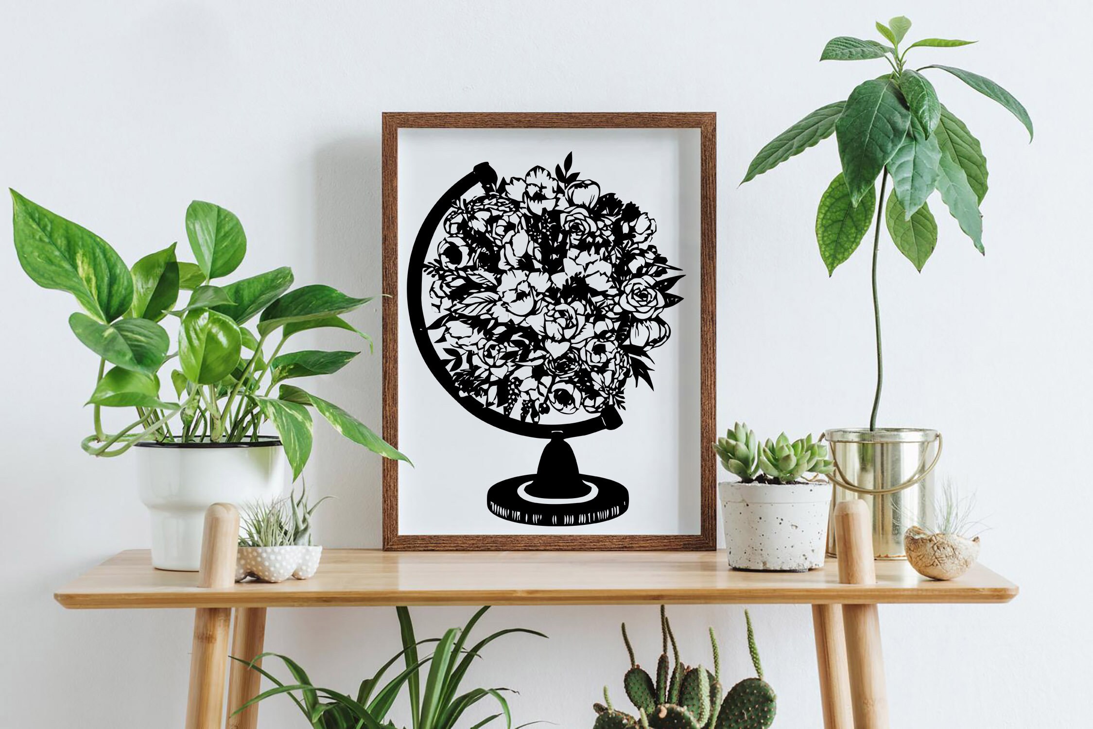 Floral Globe Silhouette / Flower globe vector for cutting / Etsy