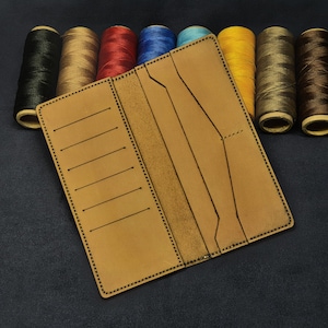Cartera larga de cuero genuino personalizable, cartera larga de cuero elegante, cartera larga para hombre