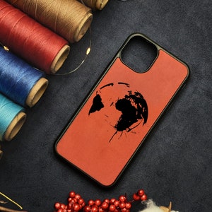 Custodia per iPhone in pelle con mappa del mondo vintage, design globo invecchiato, protezione elegante con custodia per iPhone in stile antico, custodia per iPhone con design globo