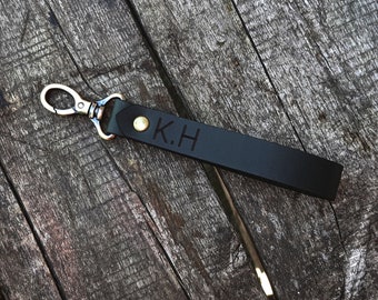 Personalized leather wristlet | Name Wrist Keychain