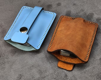 Portachiavi tascabile in pelle fatto a mano, astuccio portachiavi, portachiavi personalizzato, regalo di anniversario