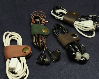 Organizador de cables de cuero, Organizador de cables, Sujetacables personalizado, Sujetacables, Clips para cables, Regalo tecnológico