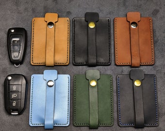 Estuche de cuero para llaves, Estuche para llave con control remoto, Estuche para llavero de auto, Llavero de casa, Estuche para llave inteligente, Soporte de cuero para llaves