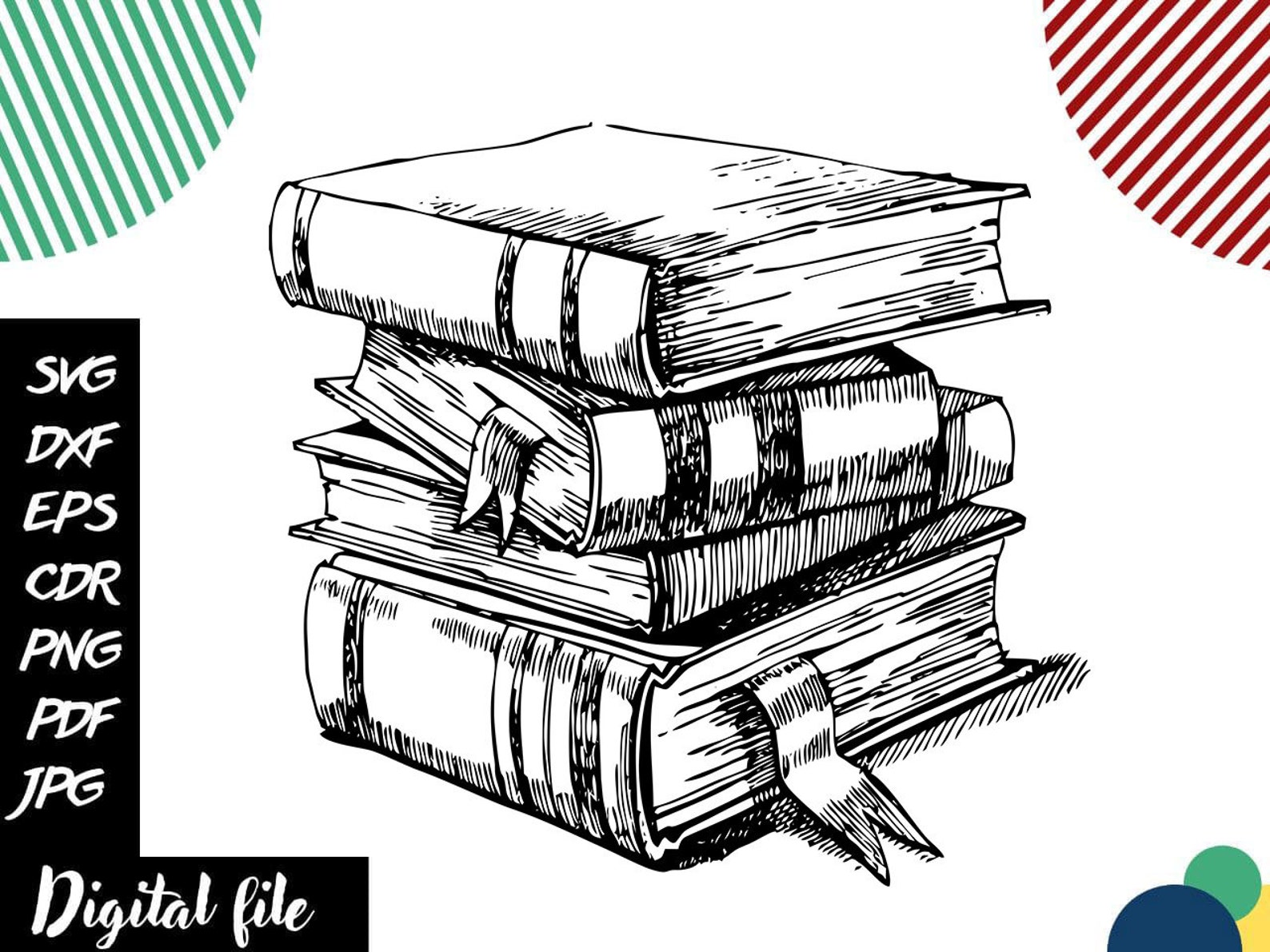 Stack of Books Silhouette Books Cut Books Lover Clipart Reader Etsy