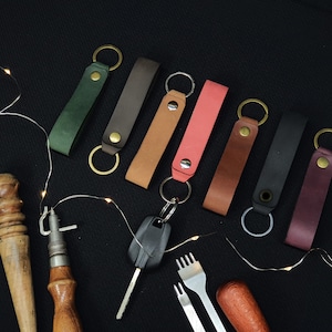 Custom Leather Keychain. Personalized Key Fob. Monogrammed Leather Key Chain