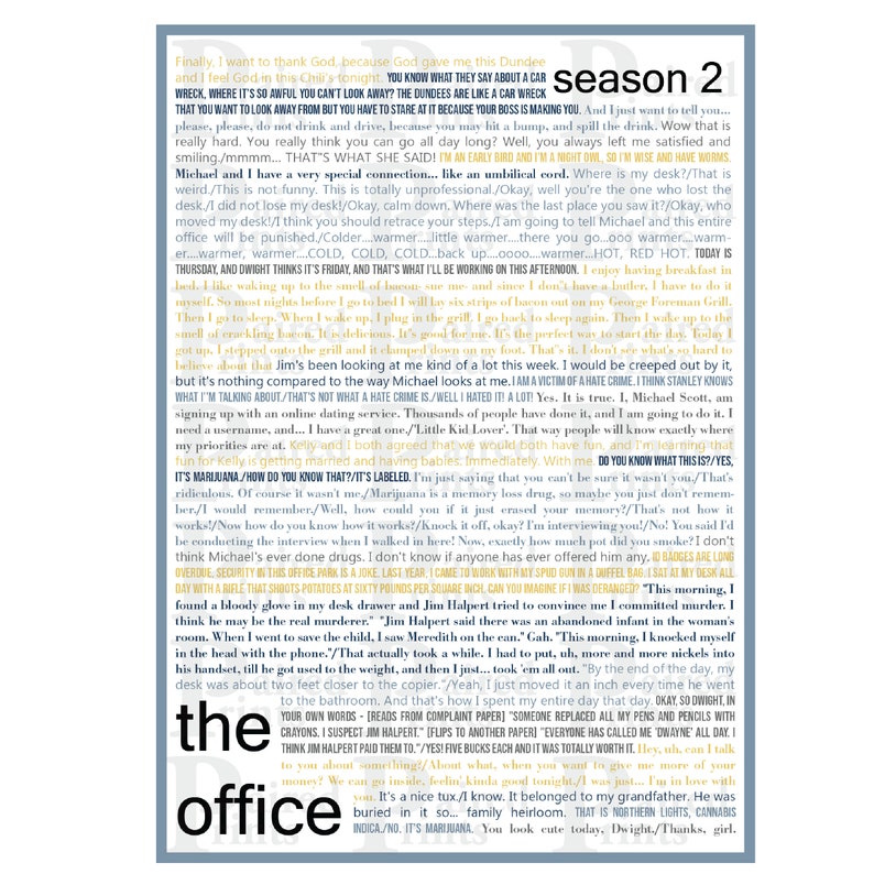 The Office Season 2 Quotes Poster Etsy
