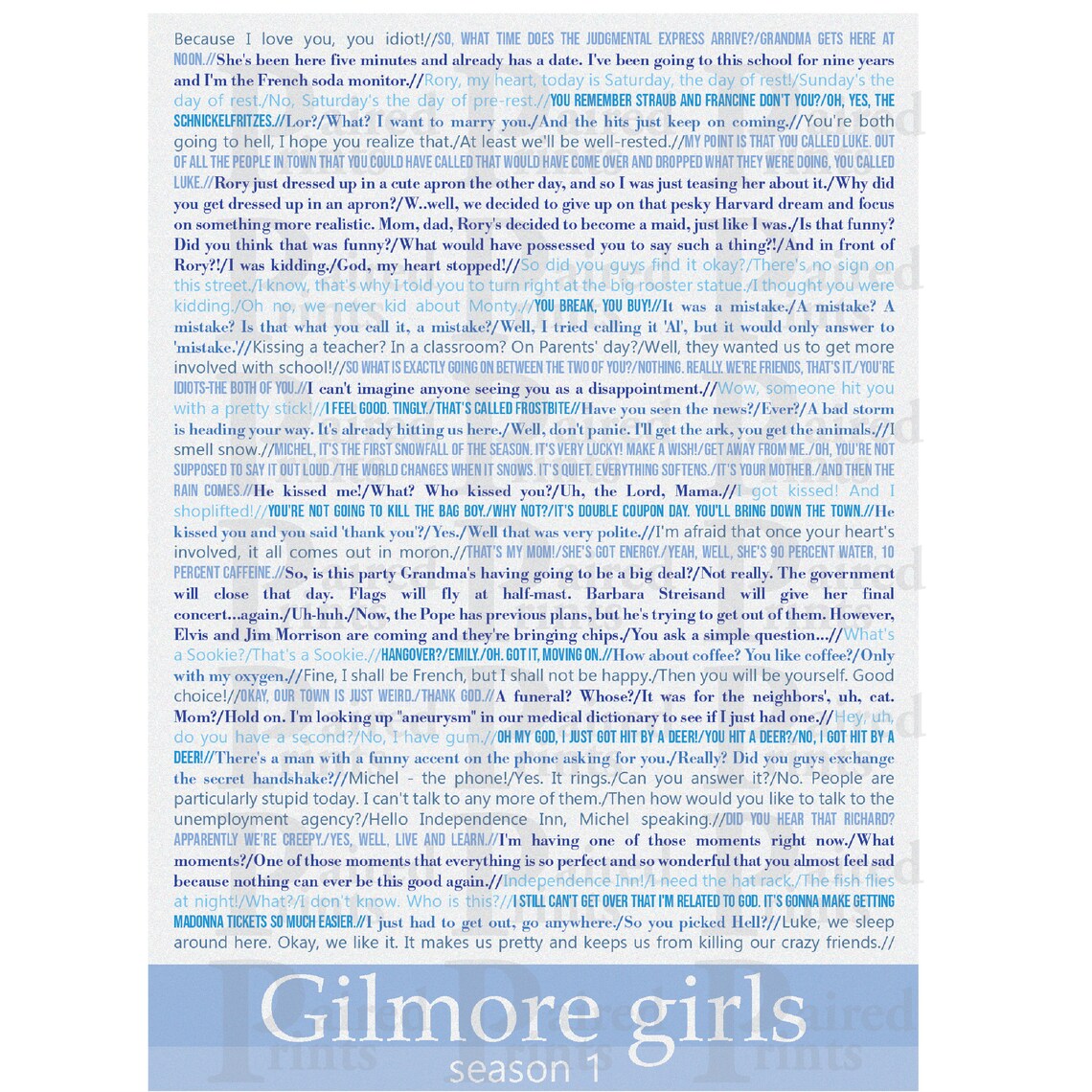 Gilmore Girls Season 1 Quotes Poster - Etsy