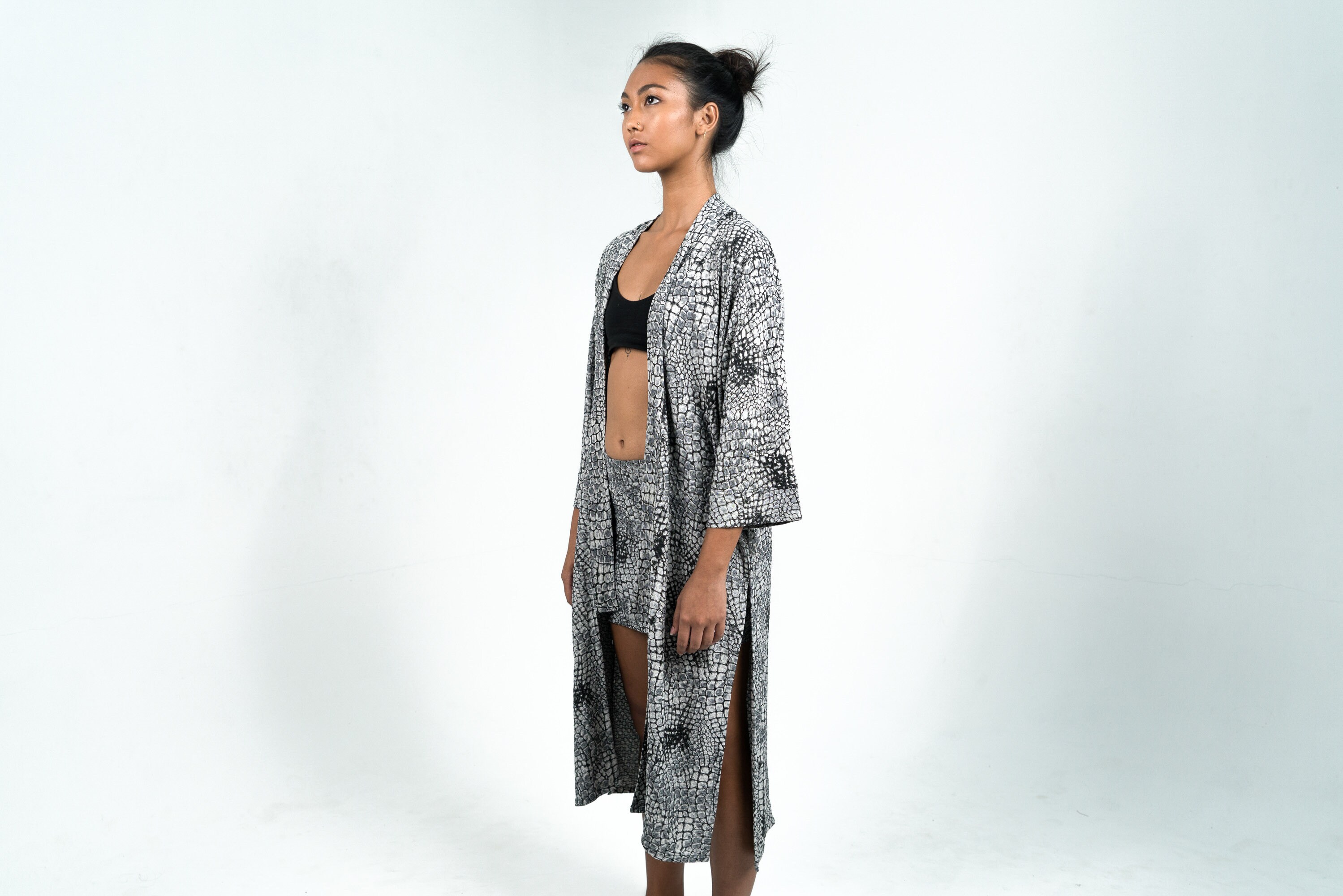 animal print kimono cardigan