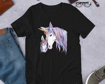 Unicorn Mom T-Shirt: Rainbow Watercolor Graphic Tee