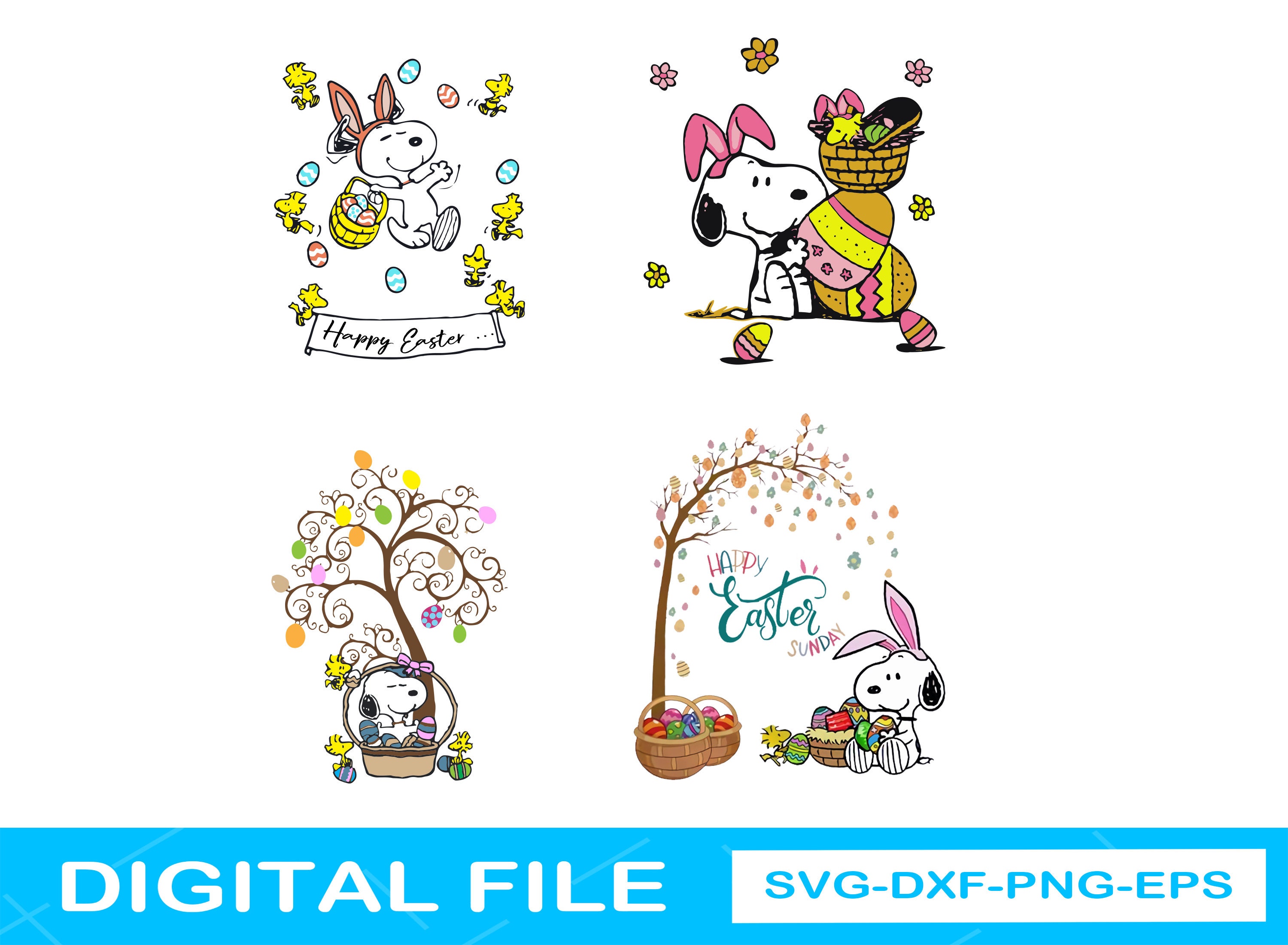 Snoopy Happy Easter Bundle SVG/PNG Happy Easter Svg Snoopy Etsy
