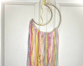Wall Decor w/ Moon, Girls Room Decor, Teen Girl room Decor, Nursery Room Decor, Wall Hanging Moon Decor, Boho Wall Hanging, Kids Room Decor