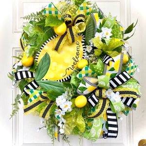 Lemon Wreath for Front Door, Wreaths for Summer for Front Door, Everyday Wreath, Wreath with Lemons, Lemon Decor, Summer Door Decor