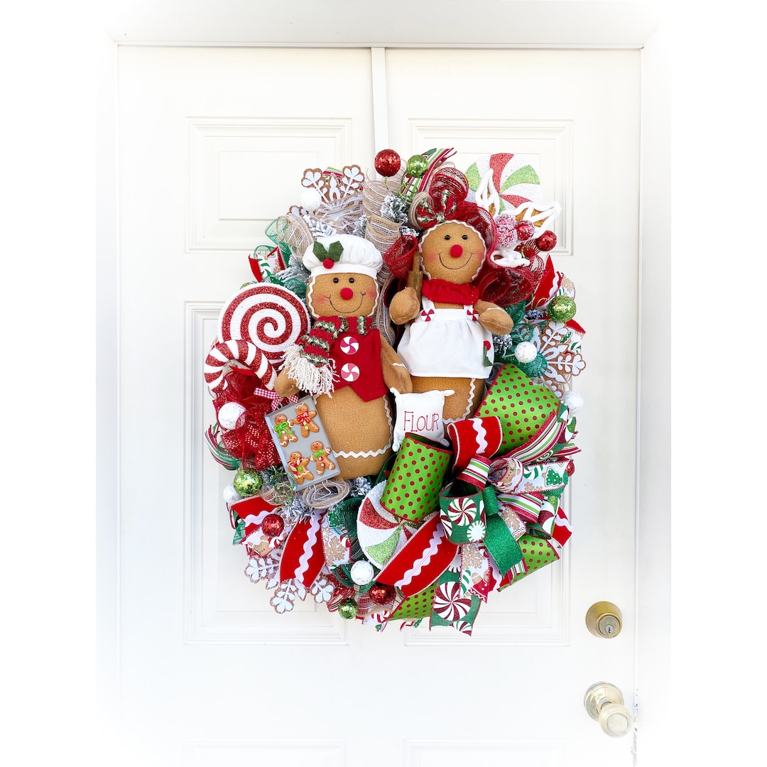 Gingerbread Christmas Wreath: Holiday Front Door Decor - Etsy