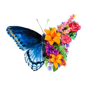 Butterfly Flowers Watercolor Art Print, Butterfly Art, Digital Art, Flower Painting, Wall decor, 100% Profits Donated, Digital Download