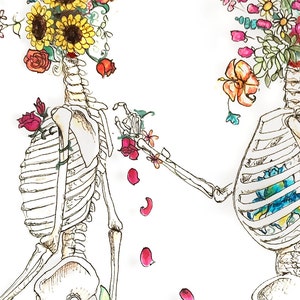 Flower Skeletons Art Print, Digital Art Print, Flower Print, Flower skulls, Wall Decor, 100% Profits Donated, Digital Download image 2
