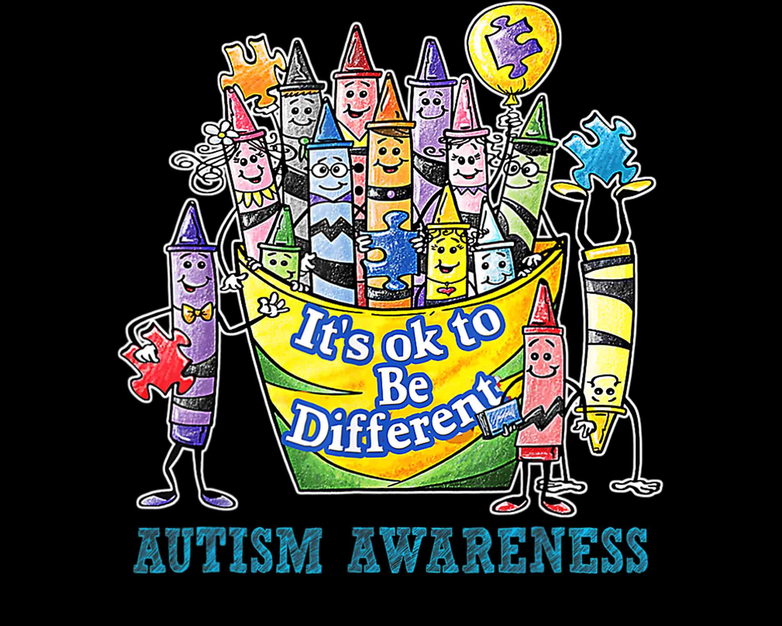 Autism Awareness Crayons Png It's Ok To BeDifferent Etsy